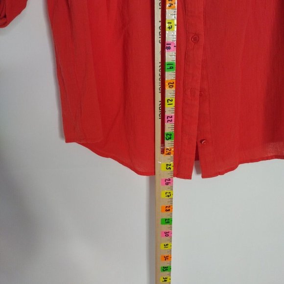 JOIE Womens Cuffed Collared Button Up Top Xs Red Cotton - Picture 3 of 10